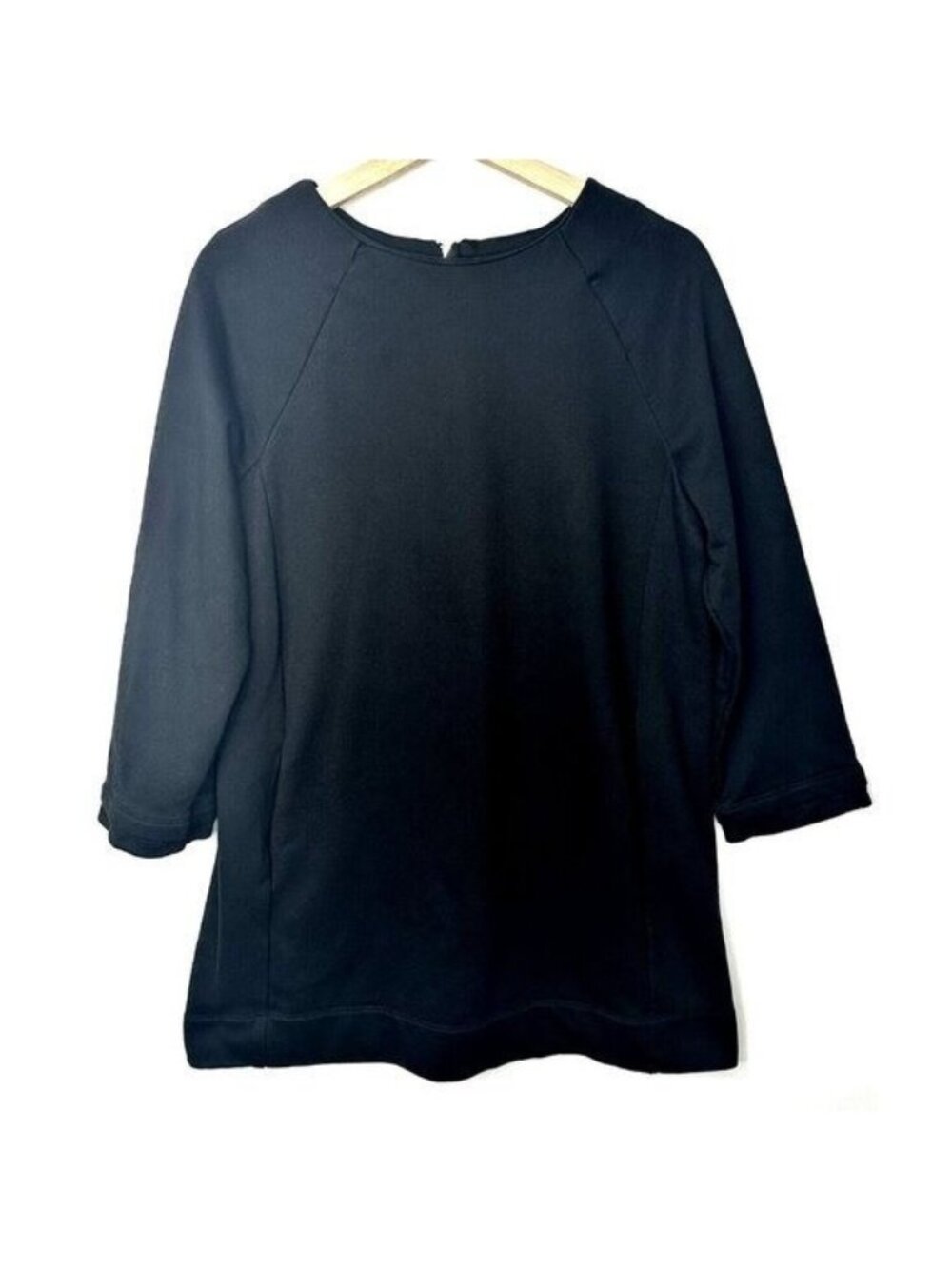 Long Tall Sally Sweater Womens M Black Round Neck Long Sleeve 1/4 Zip Pullover